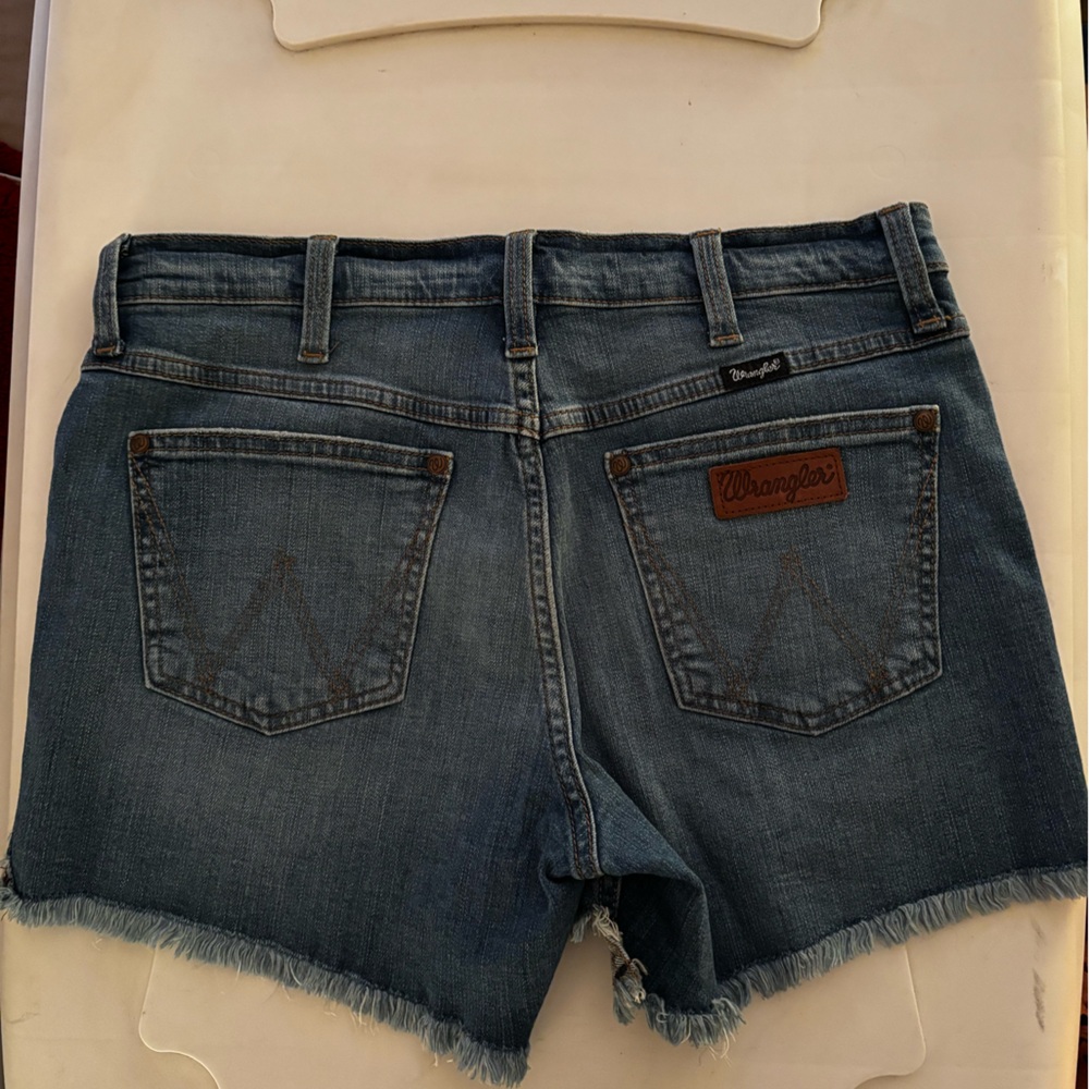 WRANGLER RETRO HIGH RISE FRAYED HEM CUT-OFF SHORT IN REBECCA